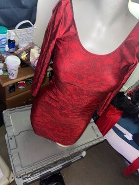 Red Lace-Effect Bodycon Dress - Women